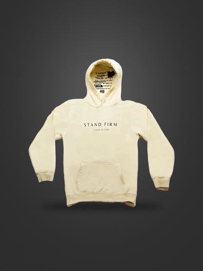 Cream Armor of God premium premium heavyweight hoodie, front view