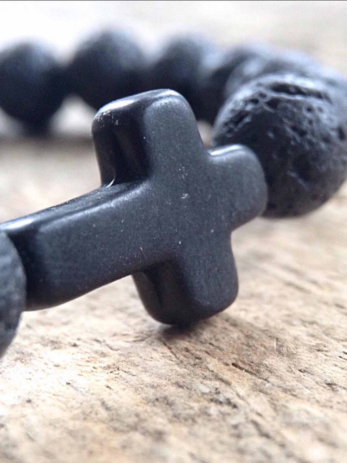 Healing Lava Stone Cross Bracelets
