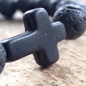 Healing Lava Stone Cross Bracelets