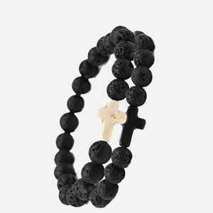 Healing Lava Stone Cross Bracelets