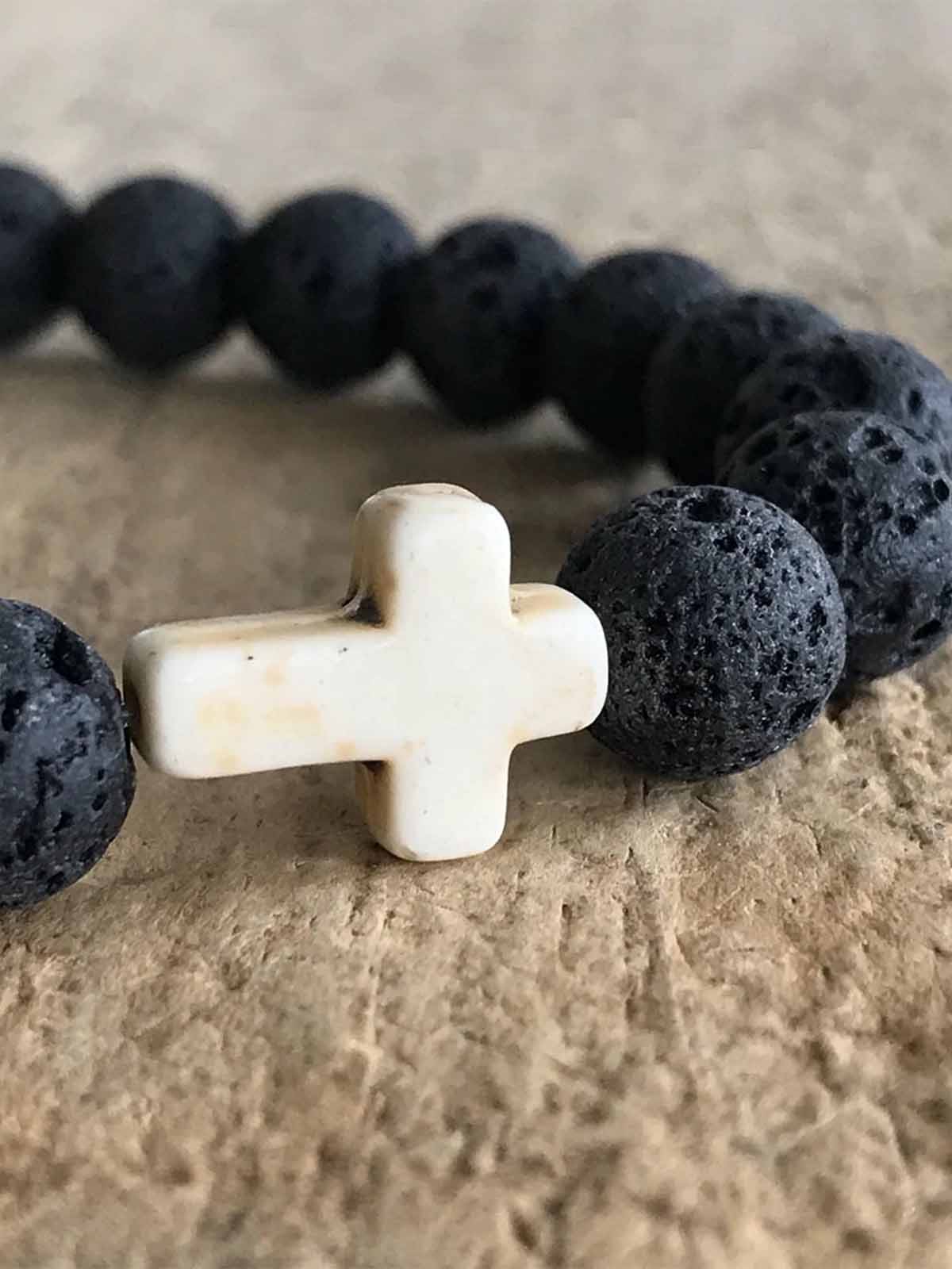 Healing Lava Stone Cross Bracelets
