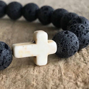 Healing Lava Stone Cross Bracelets