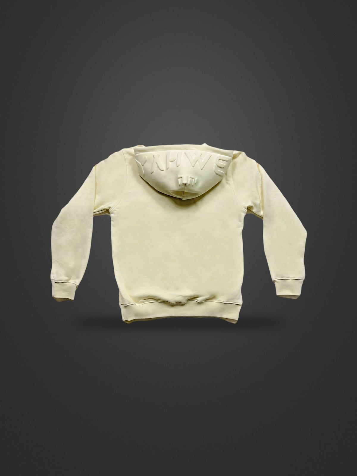 Yahweh hoodie in cream, rear view